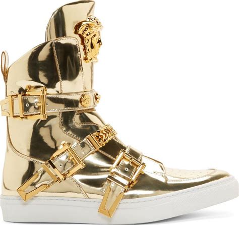 versace gold high top sneakers|versace sneakers men.